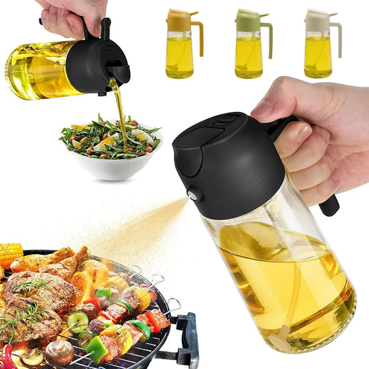 Kitchen Oil Spray Bottle Large Capacity Glass Oil Dispenser Dual-Use for Spraying Pouring Compatible with Olive Oil Soy Sauce