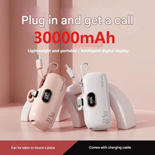 For Xiaomi 30000mAh Mini Power Bank Portable Large Capacity Super Fast Charging External Battery for iPhone Huawei Samsung