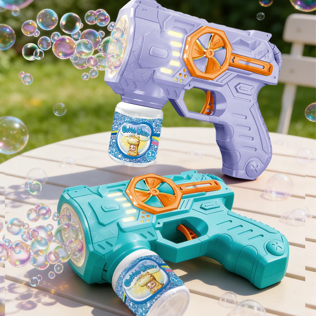 Electric Bubble Gun Toy for Kids, Bubbles Toys with LED Light Outdoor Summer Playing Game Gift for Kid Not Include Bubble Liquid