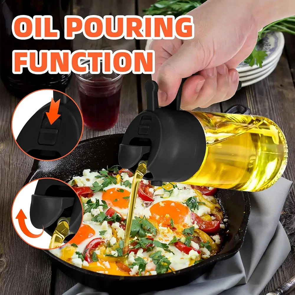 Kitchen Oil Spray Bottle Large Capacity Glass Oil Dispenser Dual-Use for Spraying Pouring Compatible with Olive Oil Soy Sauce