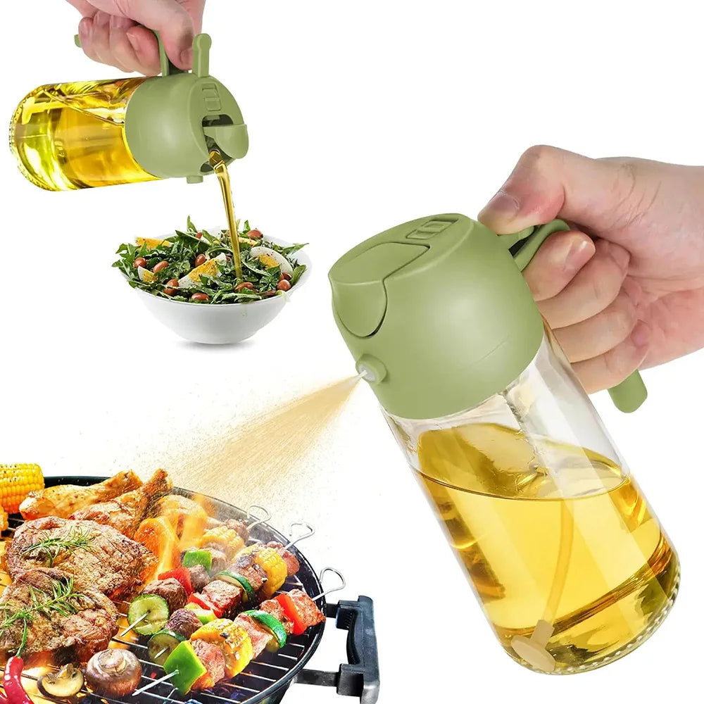 Kitchen Oil Spray Bottle Large Capacity Glass Oil Dispenser Dual-Use for Spraying Pouring Compatible with Olive Oil Soy Sauce
