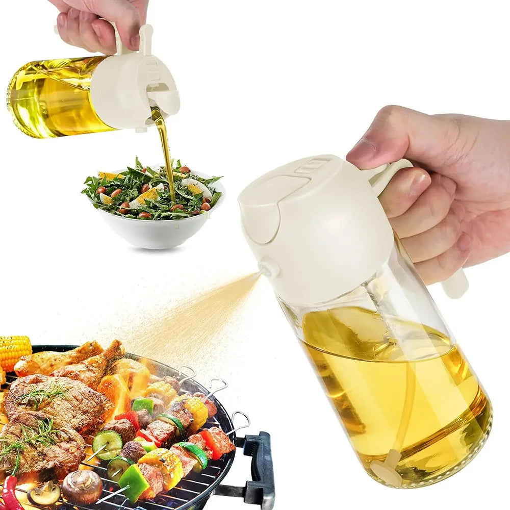 Kitchen Oil Spray Bottle Large Capacity Glass Oil Dispenser Dual-Use for Spraying Pouring Compatible with Olive Oil Soy Sauce