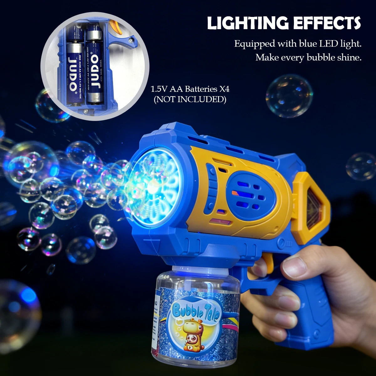 Electric Bubble Gun Toy for Kids, Bubbles Toys with LED Light Outdoor Summer Playing Game Gift for Kid Not Include Bubble Liquid