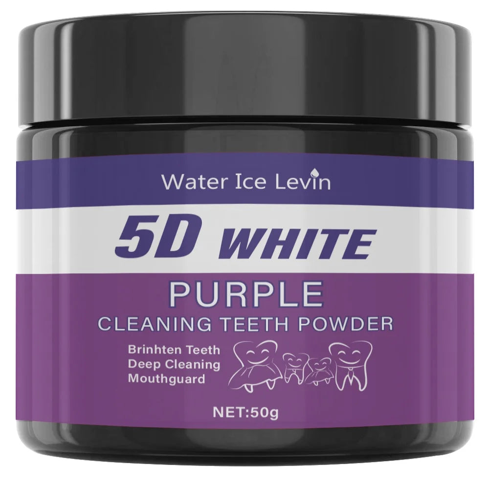 5D White Purple Cleaning Teeth Powder: All-Round Protection, Brightens Teeth, Deep Cleans, Moisturizes & Freshens Breath