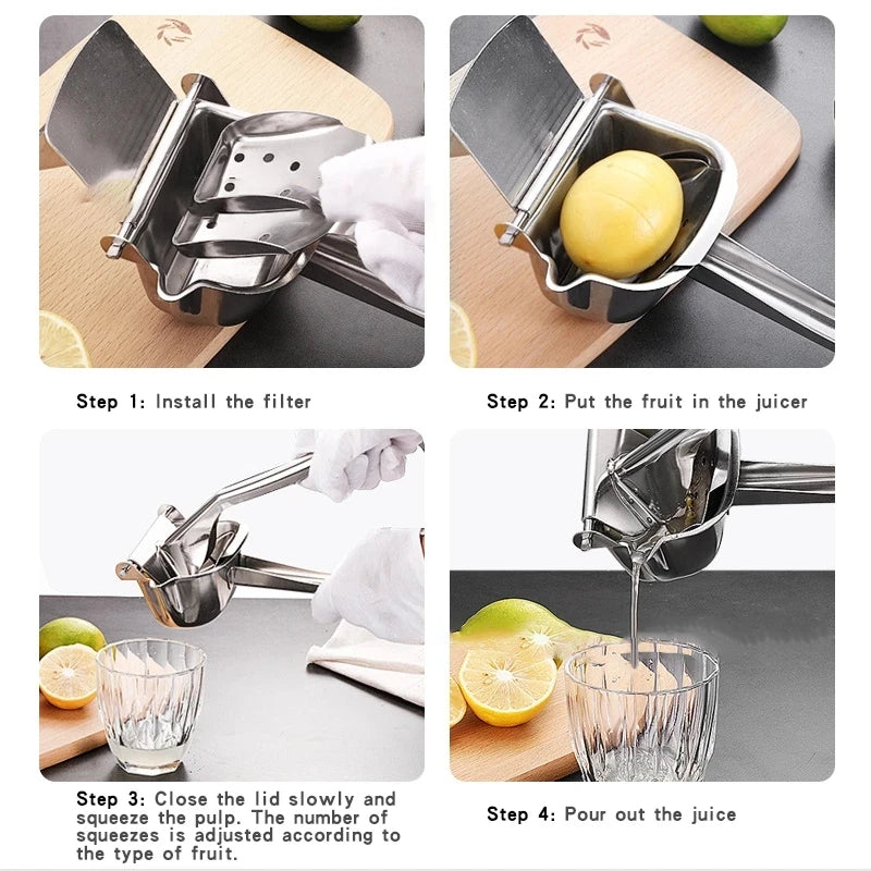 Heavy Duty Stainless Steel Citrus Press Manual Lemon Juicer Hand Held Orange Squeezer Tool Rust Proof Durable  Fresh Juice